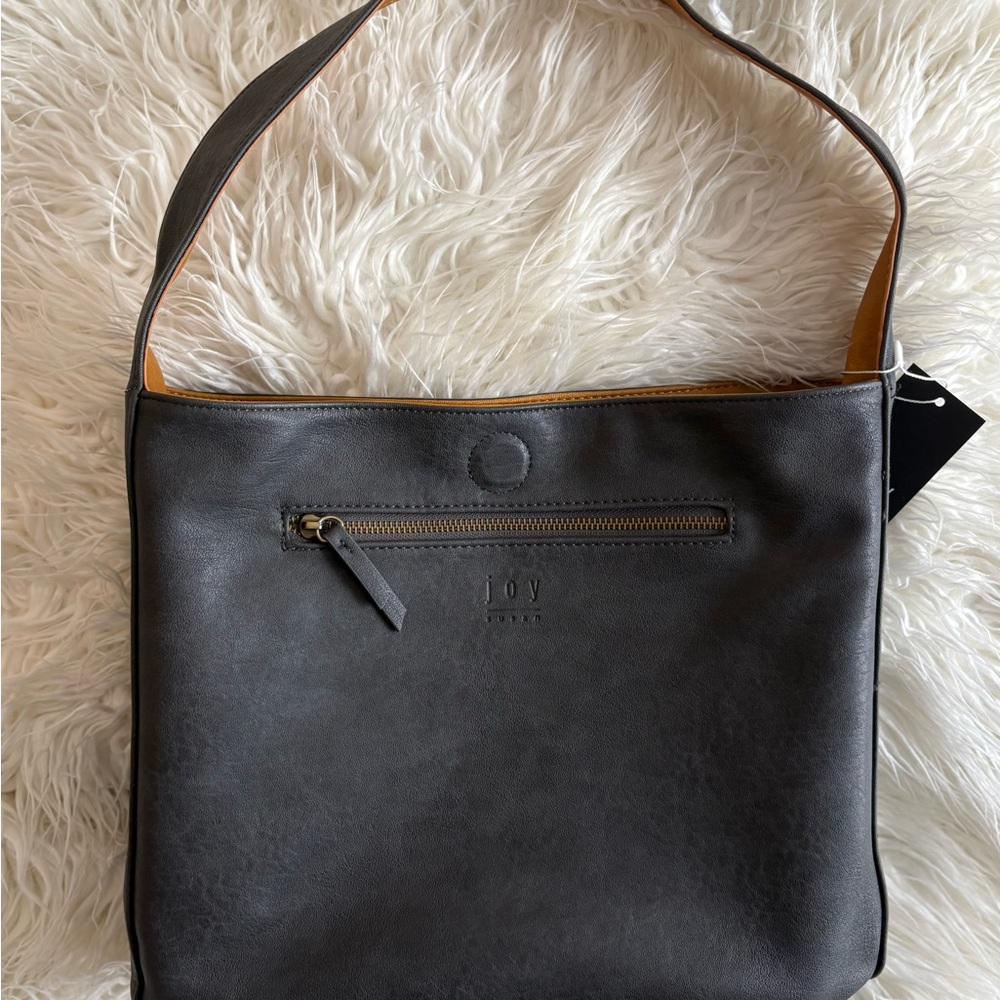 NWT Camel Brown - Charcoal Black Vegan Leather Joy Susan Women's Bag - Picture 4 of 10